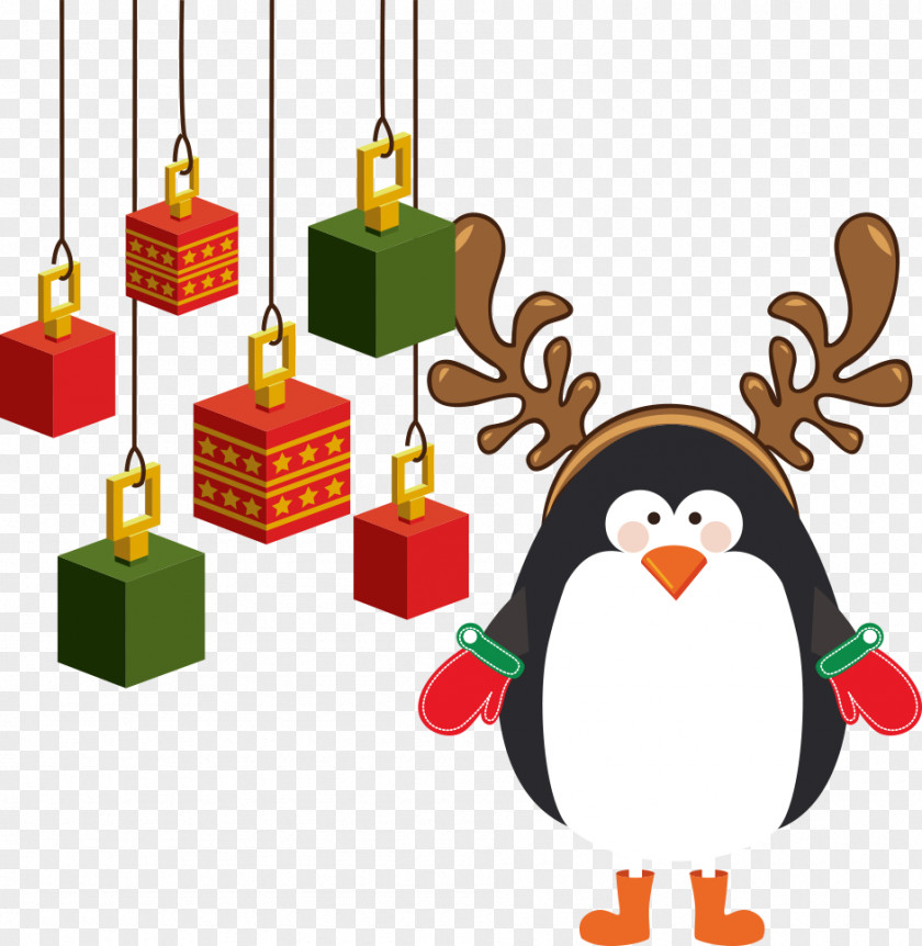 Vector Christmas Penguin Illustration PNG