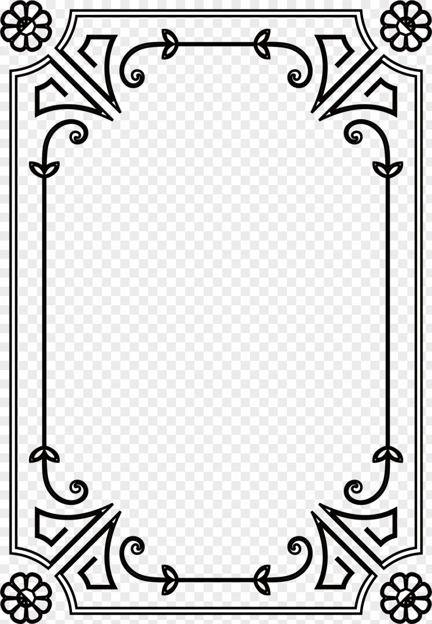 Cartoon Black Frame Decoration Wire-frame Model And White PNG