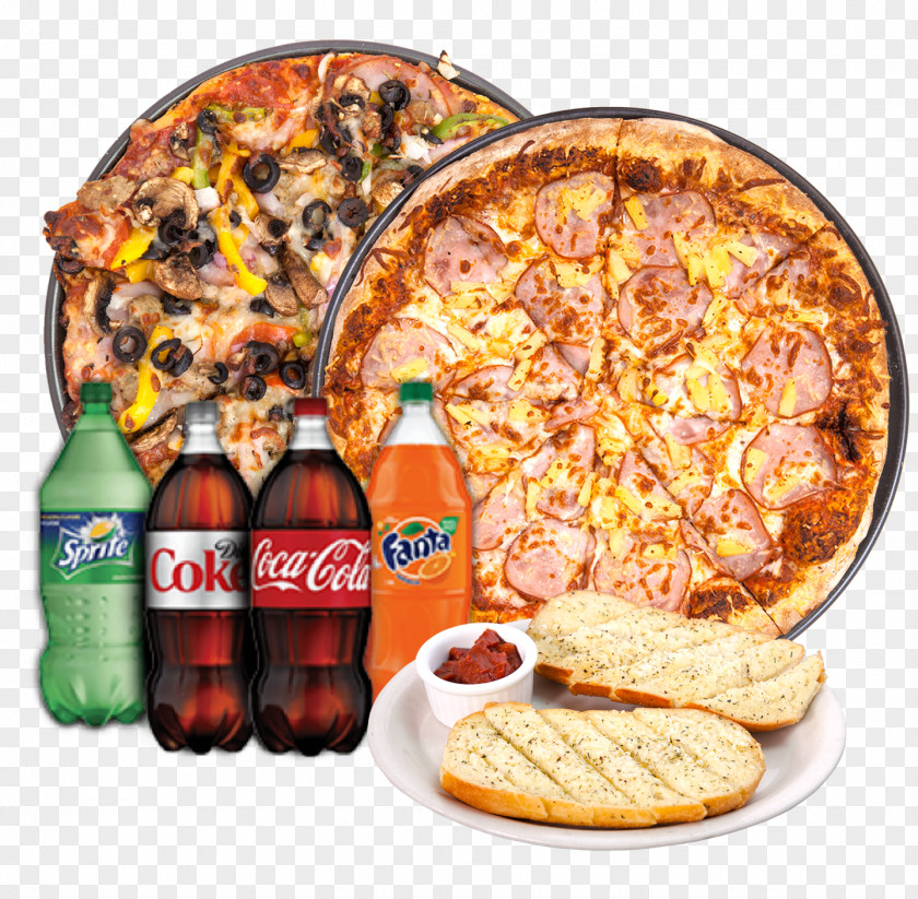 Pizza Puget Sound Fizzy Drinks Fast Food Garlic Bread PNG