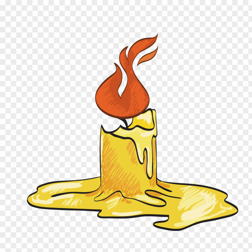 Vector Melted Candle Light Drawing PNG
