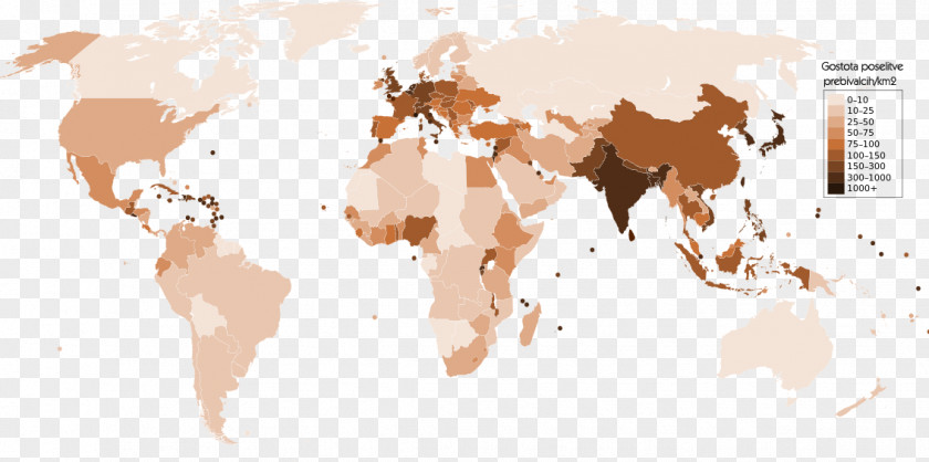 World Map Population Density PNG