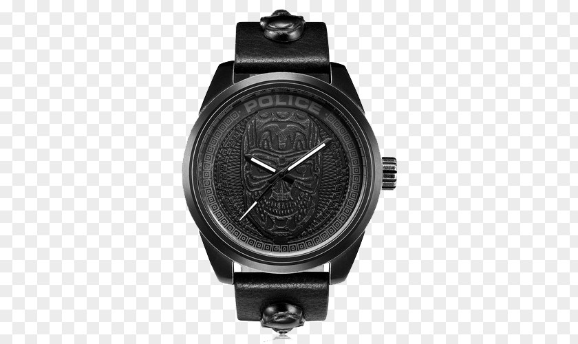 Police Cool Skull Quartz Watch Philippe Gmina Strap PNG