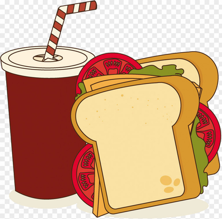 Cartoon Hand Painted Burger Hamburger Hot Dog Fast Food PNG