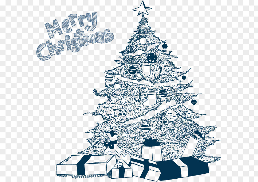 Hand-painted Style Christmas Tree Poszewka Reindeer PNG