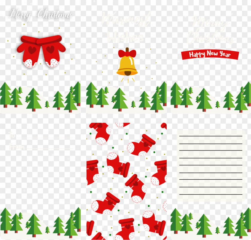 Red Christmas Card Stationery Paper Tree PNG