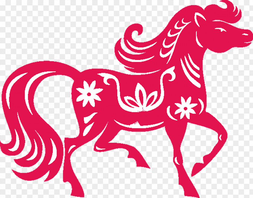 Chinese Style Horse Zodiac New Year Papercutting PNG