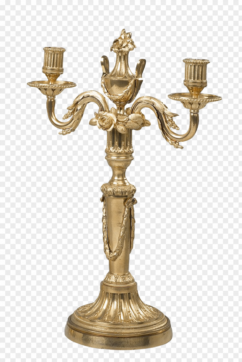 Continental Candle Holder Brass Classical Sculpture Carving Antique Candlestick PNG