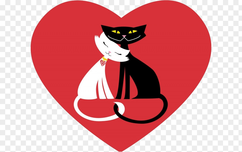 Tuxedo Whiskers Cat Black Small To Medium-sized Cats Cartoon Heart PNG