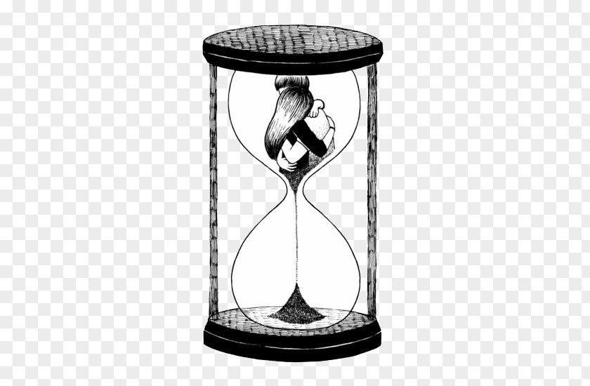 Black And White Hourglass Drawing Art Illustrator Illustration PNG