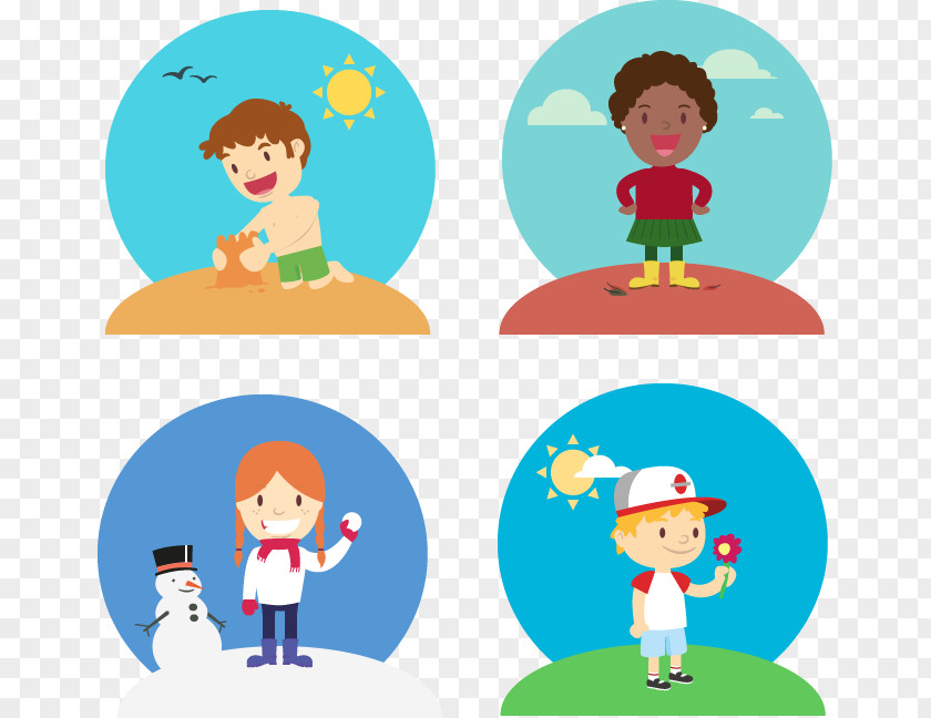 Designed For Children Playing Vector Material Season Child Clip Art PNG