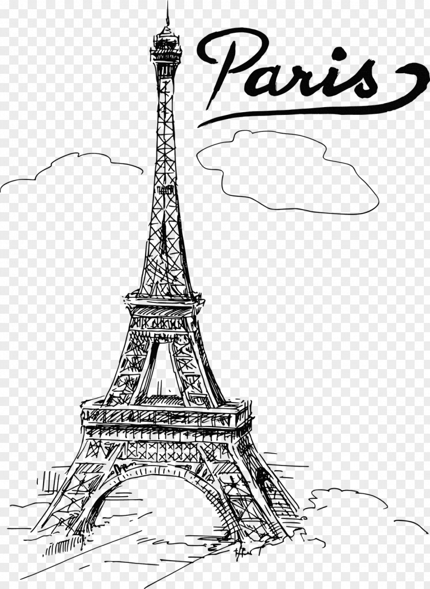 Kids Room Eiffel Tower Drawing Leaning Of Pisa Wall Decal PNG