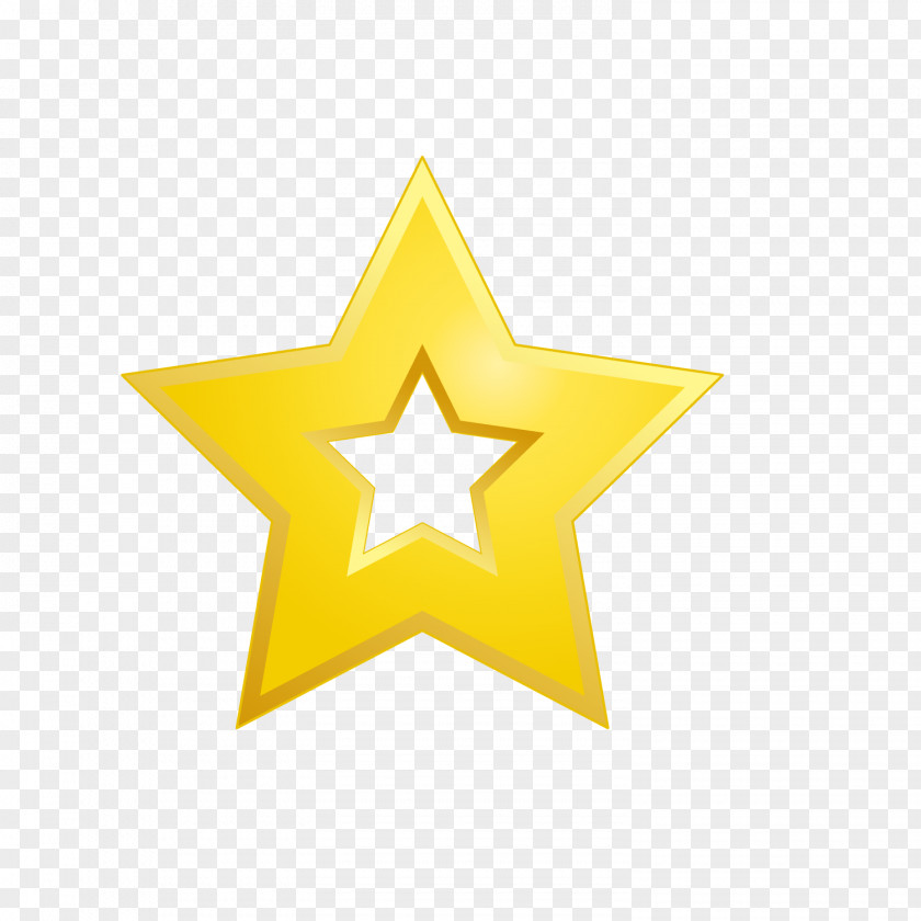 Double Heart Metal Five Pointed Star Yellow PNG
