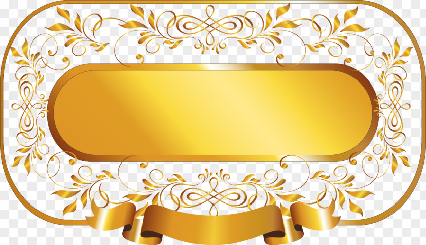 Vector Painted Gold Frame PNG
