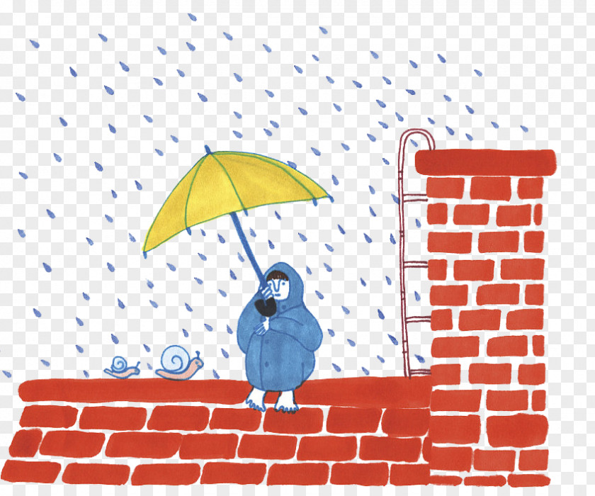 Hand Painted Rainy Days Squat On A Square Brick Roof Rain Google Images PNG