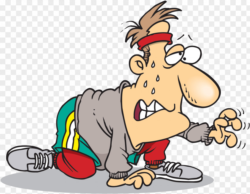 TIRED Physical Exercise Stretching Running Cartoon Clip Art PNG