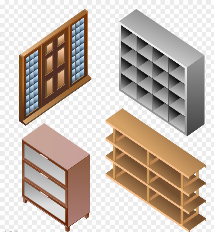 Book Shelf Isometric Projection Royalty-free Illustration PNG