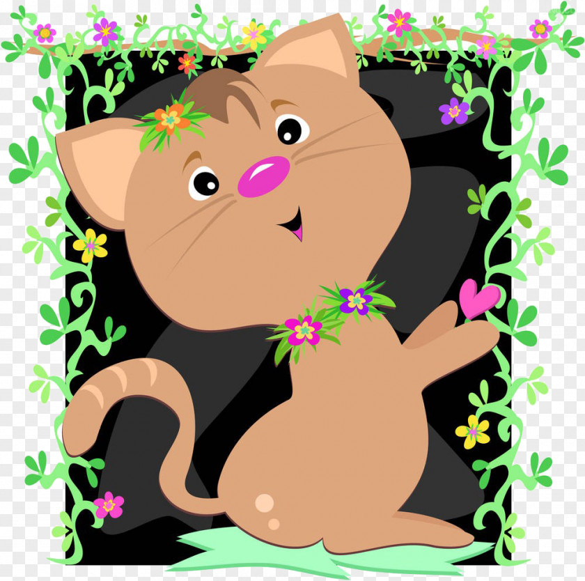 Cartoon Cat Flower Material Drawing Stock Illustration Photography PNG