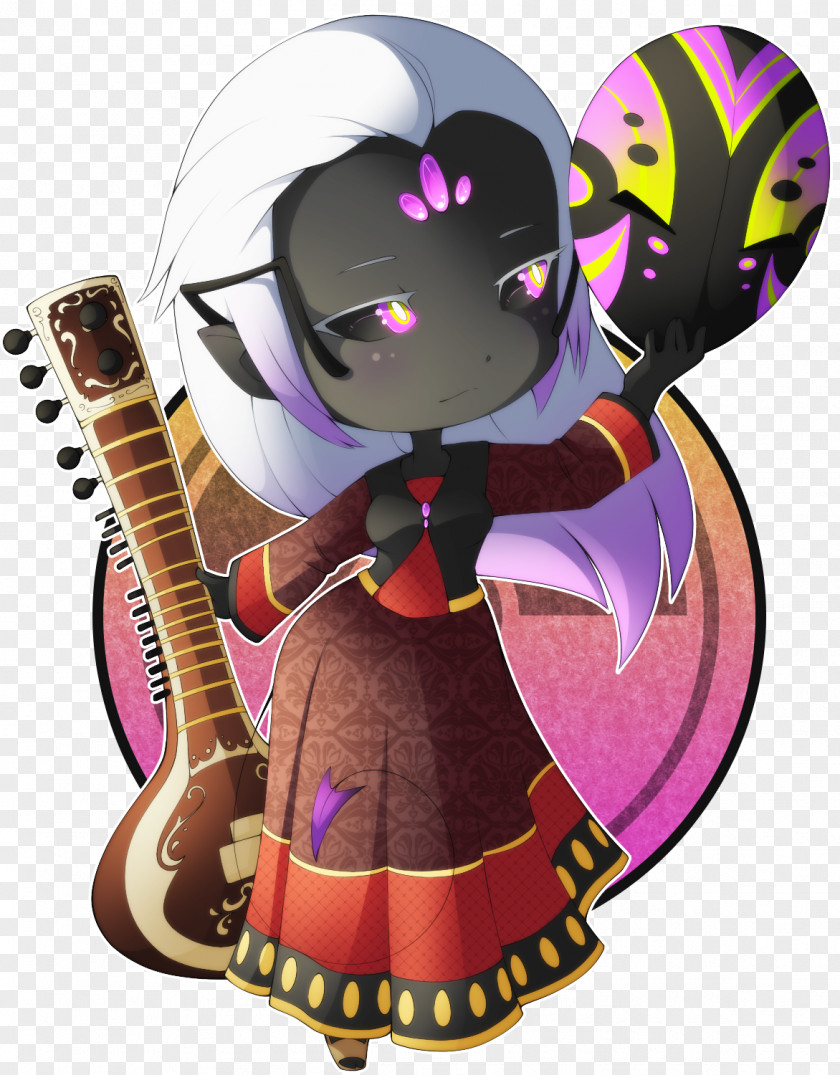 Guitar Illustration Character Cartoon Purple PNG