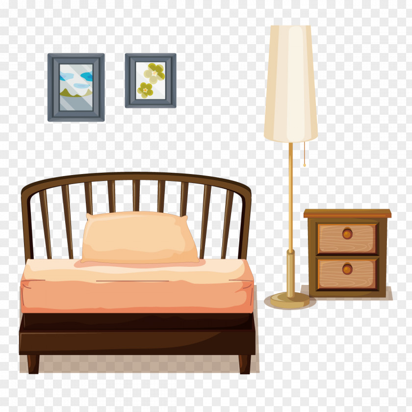 Vector Twins Nightstand Bedroom Illustration PNG
