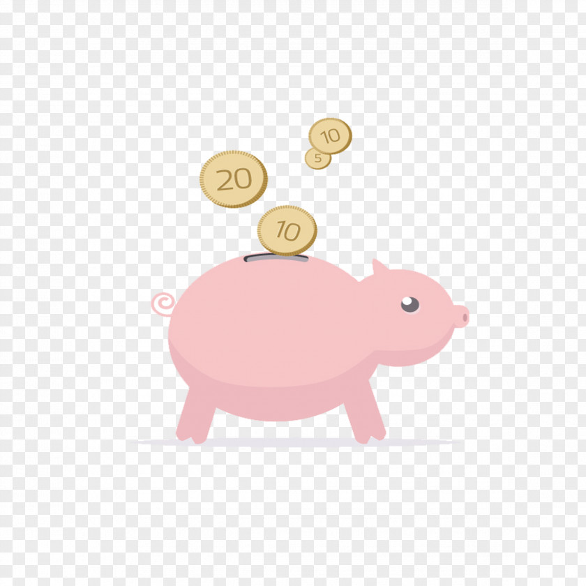 Pink Piggy Bank Coin PNG