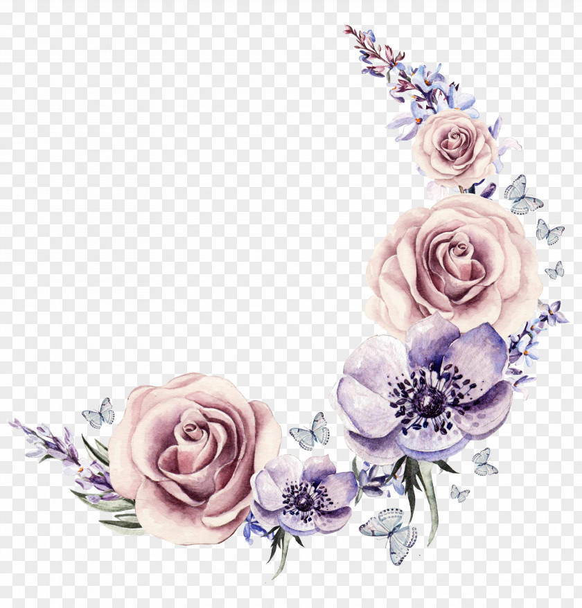 -painted Watercolor Wreath Flower Drawing Stock Illustration Cartoon PNG