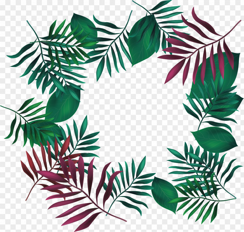 Summer Leaf Decoration Box Poster PNG