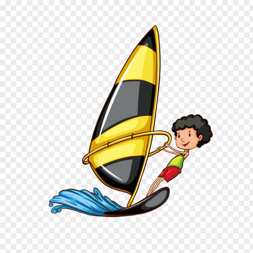 Vector Cartoon Character Sailing Exercise Illustration Sport Water Skiing Clip Art PNG