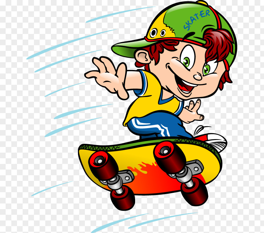Hand-drawn Cartoon Skateboarding Boy Pattern Illustration PNG