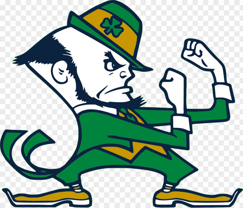 Irish Notre Dame Fighting Football Logo Leprechaun People Mascot PNG