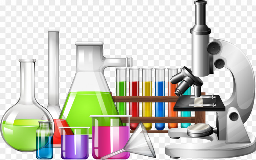 Vector Microscope And Reagents Science Laboratory Beaker Clip Art PNG