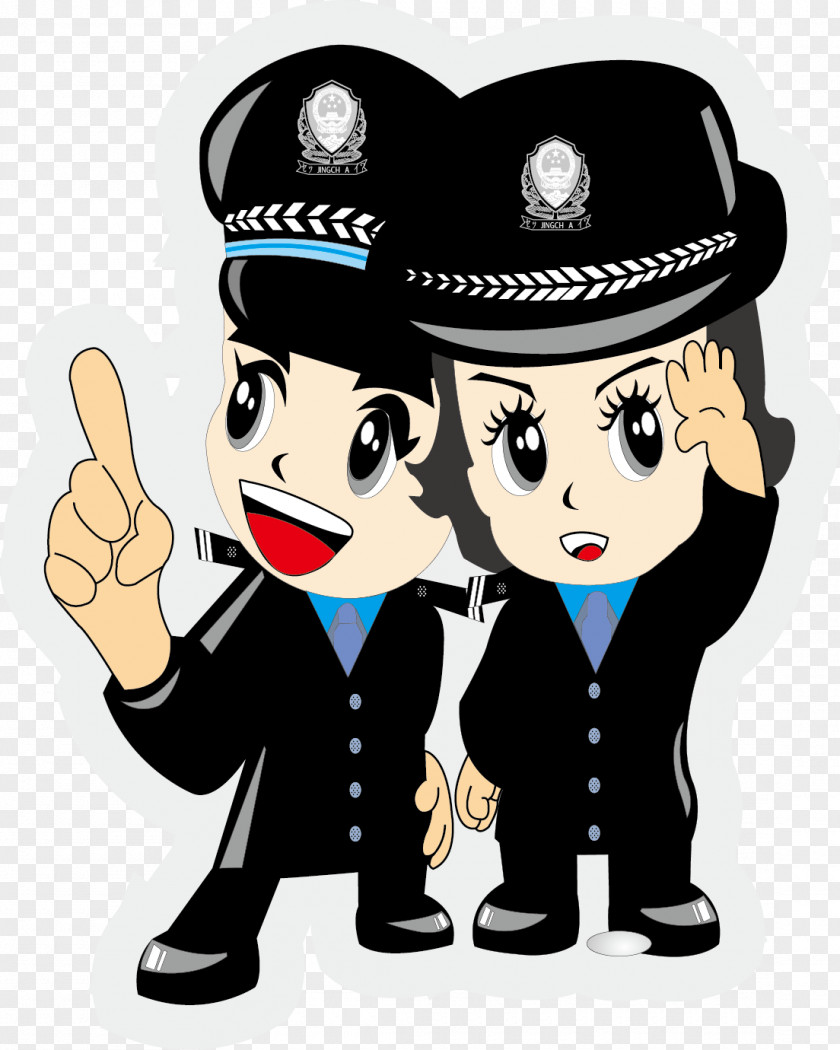 Beautiful Handsome Special Police Officer Cartoon Chinese Public Security Bureau Firefighter PNG