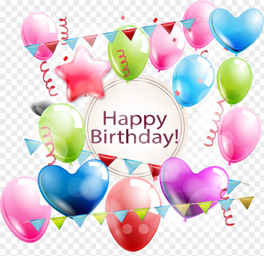 Happy Birthday Balloon Bunting Greeting Card Vecteur PNG