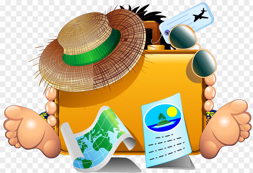 Hat Travel Summer Vacation Suitcase PNG
