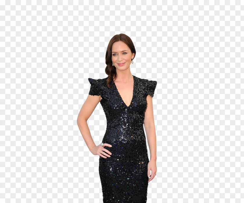 Emily Blunt Little Black Dress Shoulder Gown Sleeve PNG