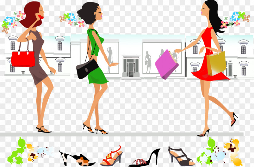Fashion Shopping Women Euclidean Vector Illustration PNG