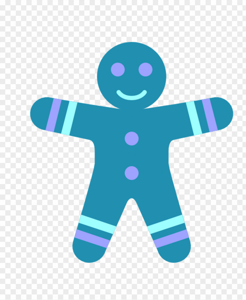 Blue Cartoon Gingerbread Man ICO Icon PNG
