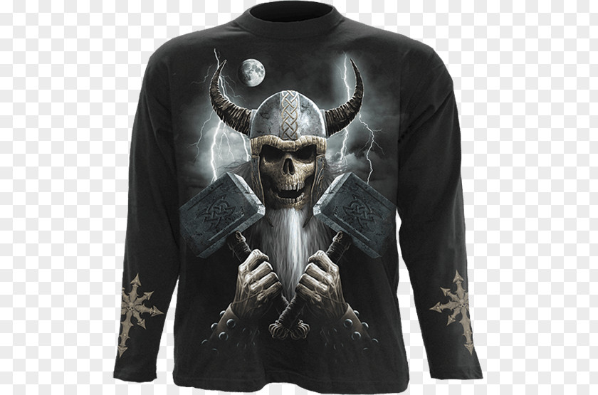 Skull Viking Long-sleeved T-shirt Hoodie Clothing PNG