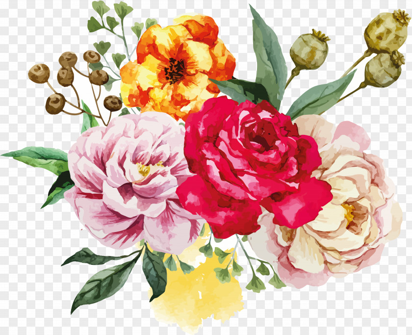 Watercolour Flowers Flower Bouquet Floral Design PNG