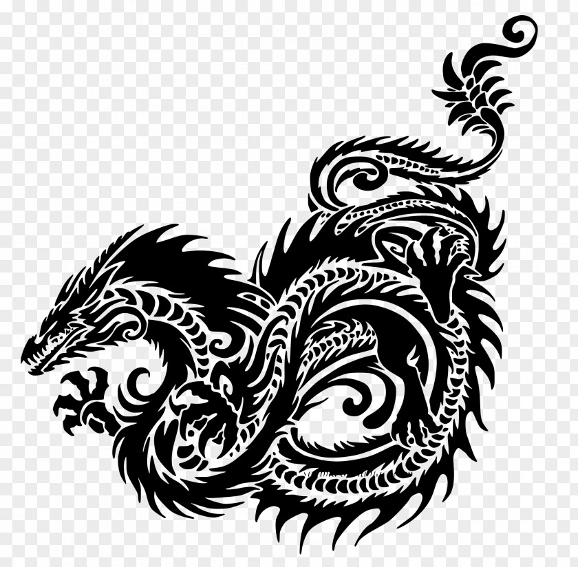 Blackandwhite Temporary Tattoo Fire Breathing Dragon PNG