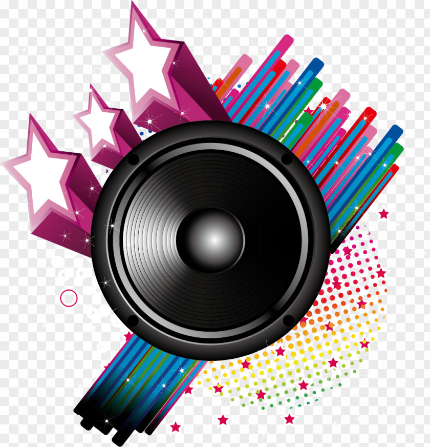 Three-dimensional Pattern Vector Material Star Sound Loudspeaker High-definition Television PNG