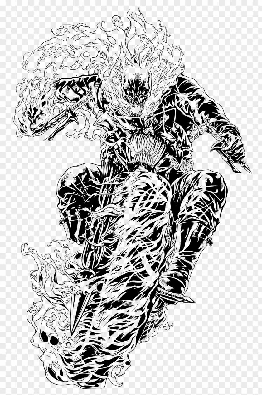 Demon Ghost Rider (Johnny Blaze) Drawing Sketch PNG