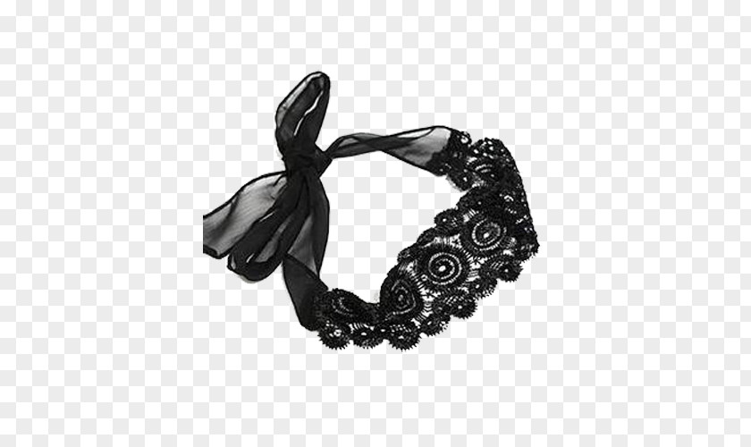 Black Lace Hollow Hair Band Headband Barrette Computer File PNG