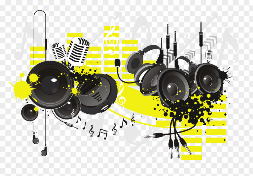 Dj Flyer Template Microphone Headphones Sound Audio PNG