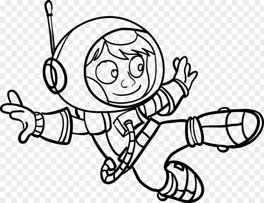 Astronaut Line Art Drawing Facial Expression Finger PNG