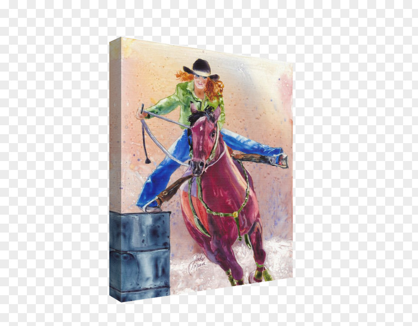 Barrel Racing Horse Cowboy Bridle Painting Art PNG