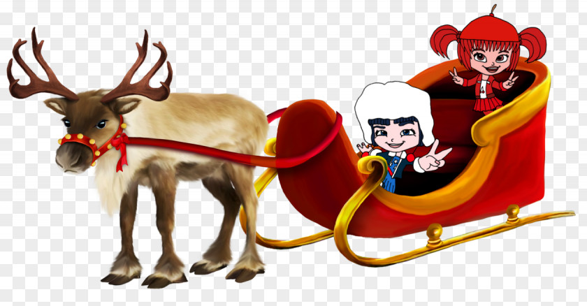 Fan Bingbing Santa Claus's Reindeer Rudolph Sled PNG