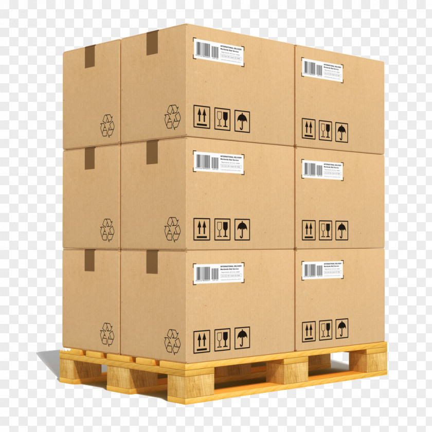 Shipping Pallet Cardboard Box Freight Transport Corrugated Fiberboard PNG