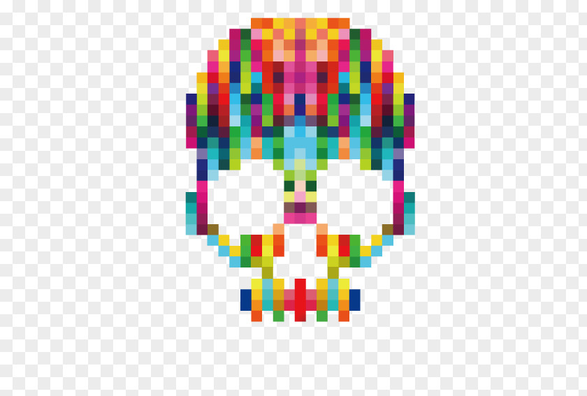 Pixel Mosaic Skull T-shirt PNG