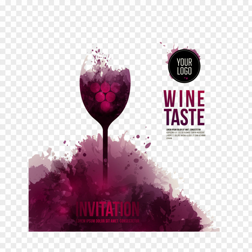 Pomo Wine Tasting Wedding Invitation Glass Flyer PNG