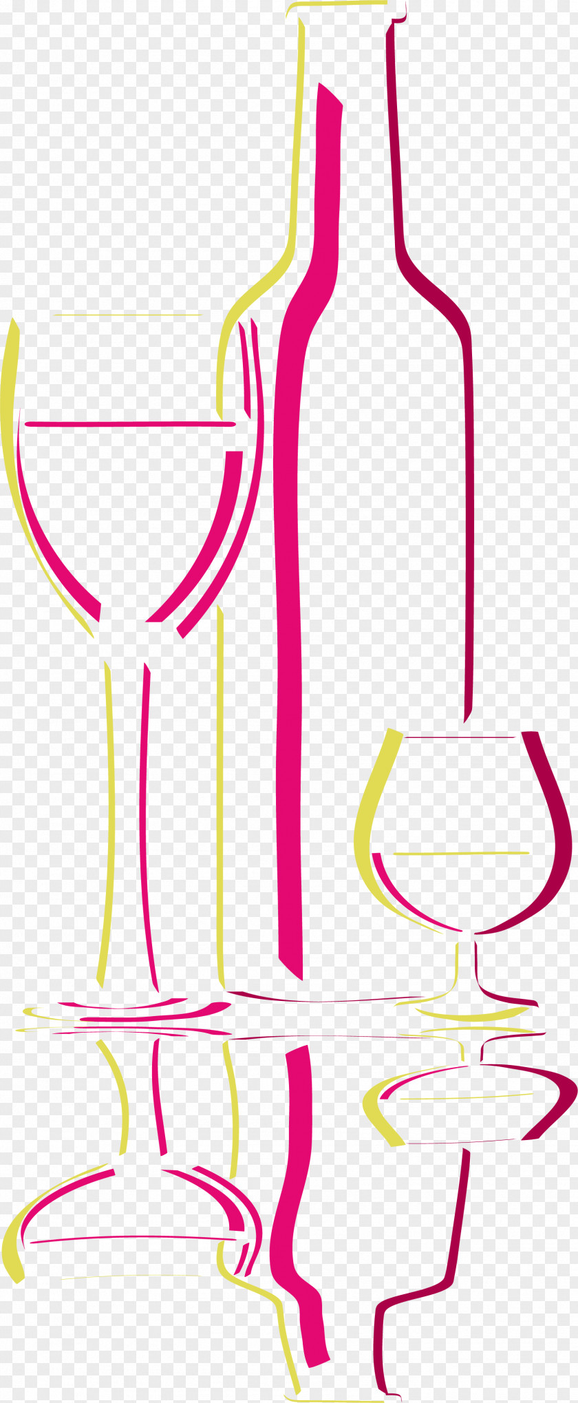 Simple Bottle Wine Glass Line PNG